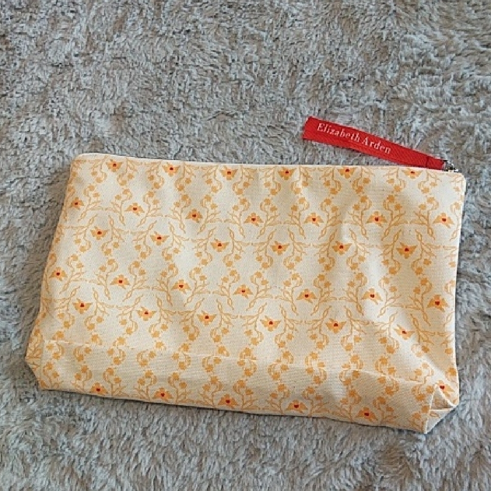 Elizabeth Arden Cream and Orange Cosmetic Bag